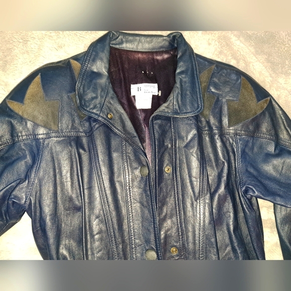 COPY - S (mens) Vintage Braemar by Jeremy Scott Deep Royal Blue Leather Jacket - Picture 4 of 8
